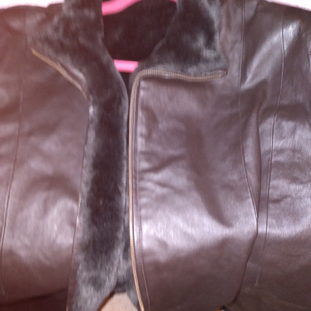 Fur lined leather jacket